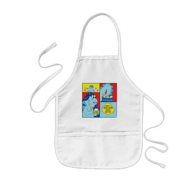 Aprons Children's Hanukkah Latke Eating Dinosaur Barnförkläde (Framsidan)