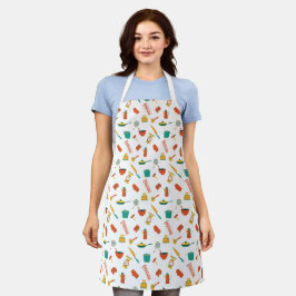 Aprons nedfläckad med köksredskap teckning