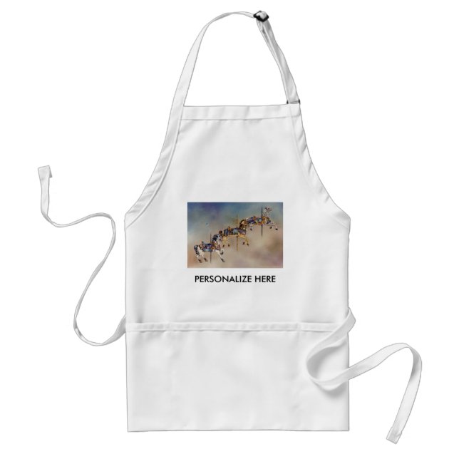 Aprons - tre karusellhästar förkläde (Framsidan)