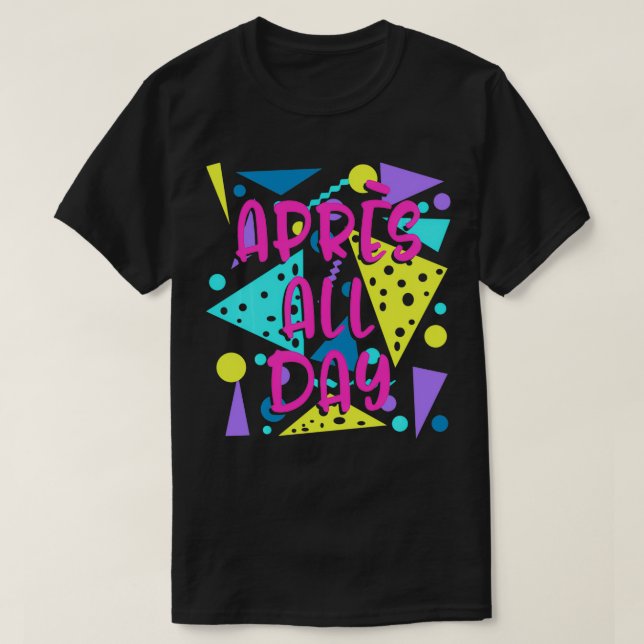 Aprs hela dagen vinterboarding Retro Winter Skiing T Shirt (Design framsida)