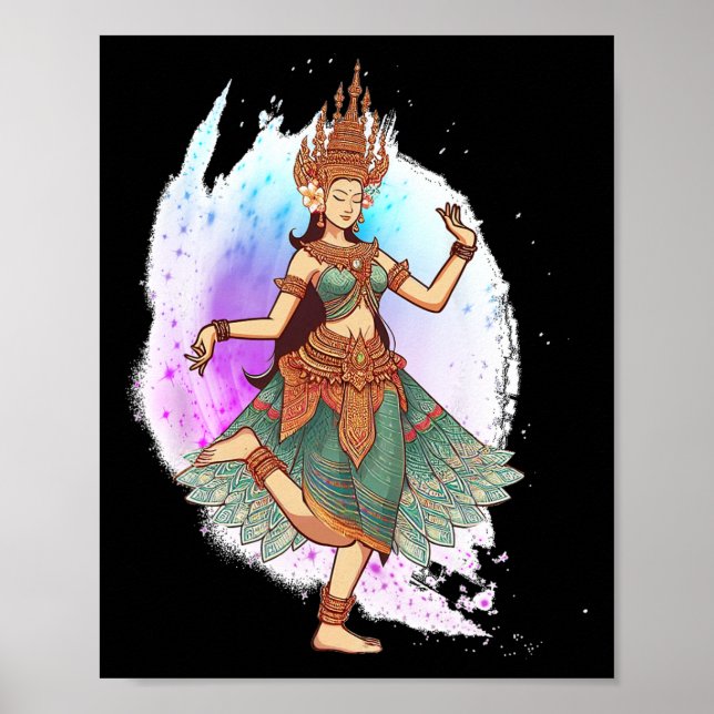 Apsara Dancing Kambodjanska dance Khmer träffade m Poster (Framsidan)