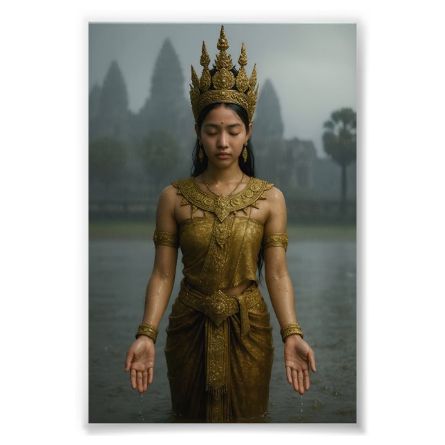 Apsara in the Rain Photo Print Fototryck (Framsidan)