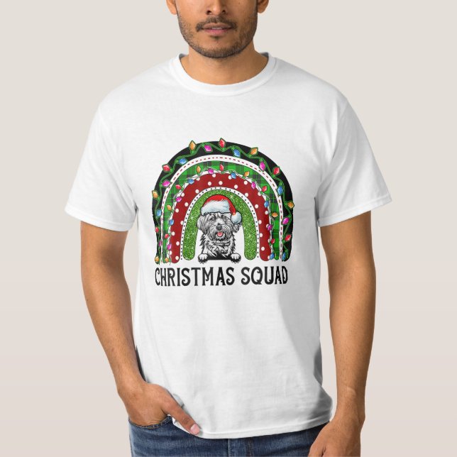 Apso Hund Träd jul Ljus T Shirt (Framsida)