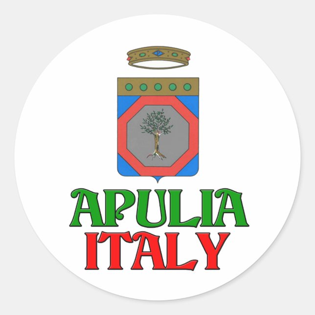 Apulia Italien Runt Klistermärke (Framsida)