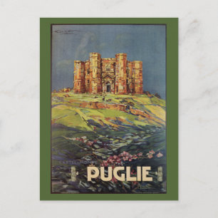 Apulien Castle del Monte vintage Italienska rese- Vykort