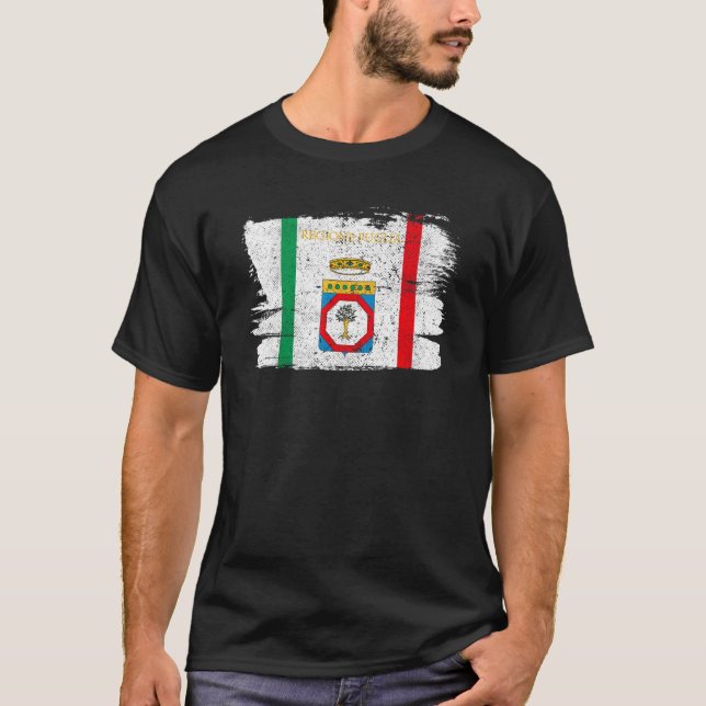 Apulien-regionen Italienska Bari Italien Flagga Vi T Shirt (Framsida)
