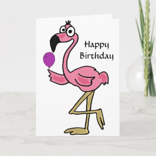 AQ- Funny Flamingo-födelsedagskort Kort