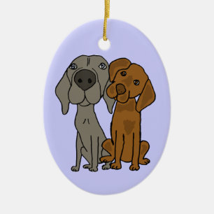 AQ-, Weimaraner och pekareprydnad Julgransprydnad Keramik