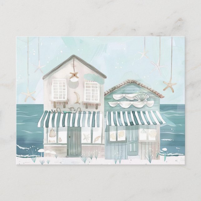 Aqaurell Illustration Strand Landschaft pastell  Vykort (Framsida)