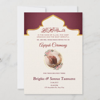 Aqeeqah-inbjudan för tvillingar inbjudningar
