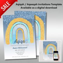 Aqiqa-inbjudan mallar Digital regnbåge pojke