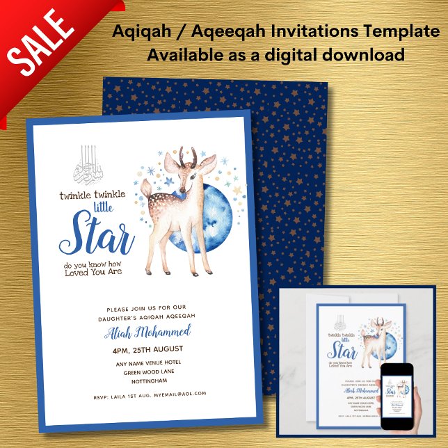 Aqiqah Aqeeqah-inbjudan mall Twinkle Star (Skapare uppladdad)