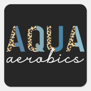 Aqua Aerobics Cheetah skriver ut presenter från Aq Fyrkantigt Klistermärke