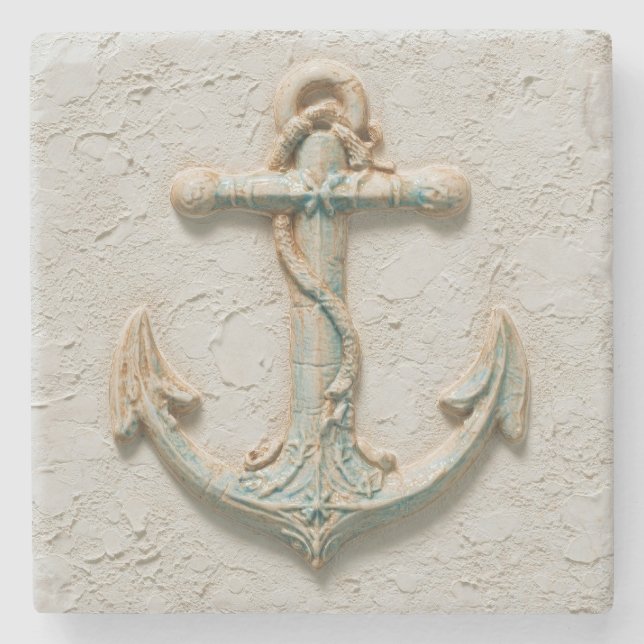 Aqua Anchor Coastal Artwork Stenunderlägg (Framsidan)