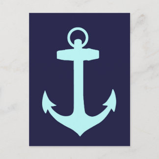 Aqua Anchor på marinblå bakgrund. Vykort