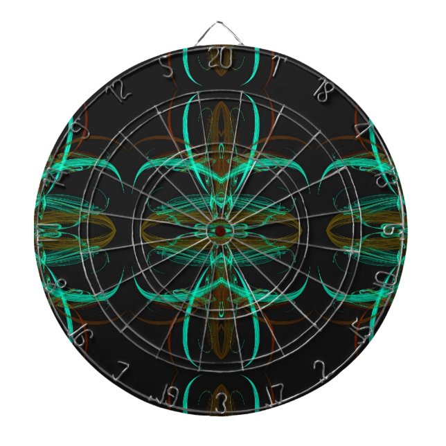Aqua and Black Fractal Dart Board Piltavla (Framsidan)