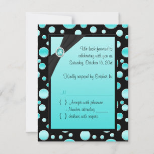 Aqua and Black Polka Dot OSA kort