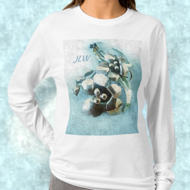 Aqua and Guld Vintage Metallic Lily T Shirt (Skapare uppladdad)