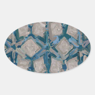Aqua and Taupe Glaze #8295 Ovalt Klistermärke