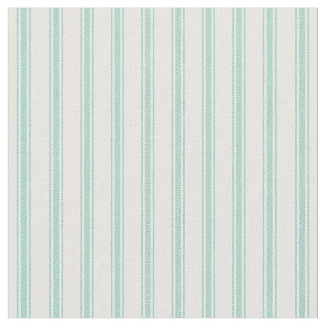 Aqua and White Classic Ticking Rand Tyg (Närbild)