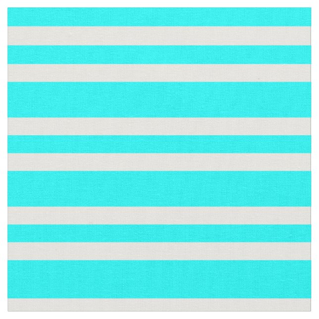 Aqua and White Färgad Rand Mönster Fabric Tyg (Närbild)