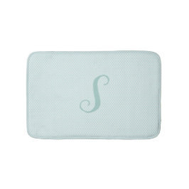 Aqua and White Polka Dot Monogrammed Bath Mat Badrumsmatta