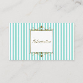 Aqua and White Rand med Guld Scrollss Info Card Tilläggskort