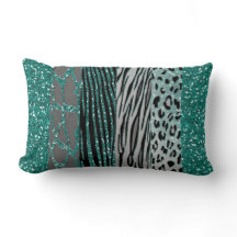 Aqua Animal Print Dekorativ kudde