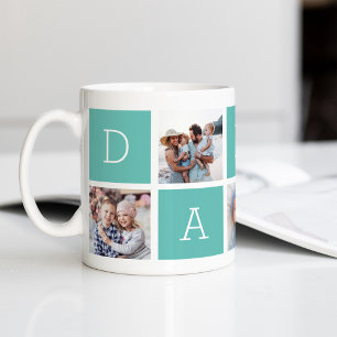 Aqua Anpassningsbar pappa 5 Photo Collage Kaffemugg