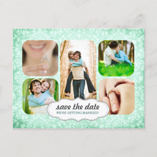 Aqua Anpassningsbar Photo Save Date Postcard Meddelande Vykort