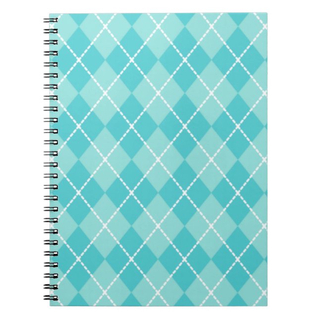 Aqua Argyle anteckningsbok Med Spiral (Framsidan)