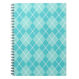 Aqua Argyle - bärbar dator Anteckningsbok Med Spiral