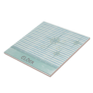 Aqua Atomic Star Mid Century Mod Ceramic Tile Kakelplatta
