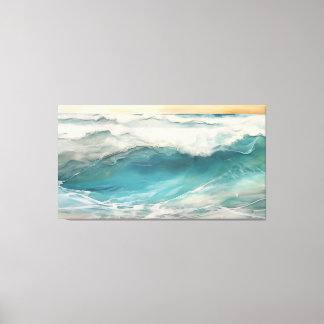 Aqua Awakening Encaustic Painting Digital Ocean Canvastryck