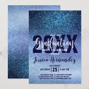 Aqua Baby blue Triple Glitter Ombre Studenten Inbjudningar