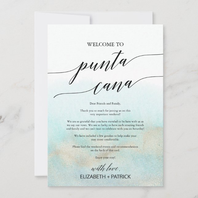 Aqua Beach Punta Cana Välkommen Brev och Italien (Framsida)