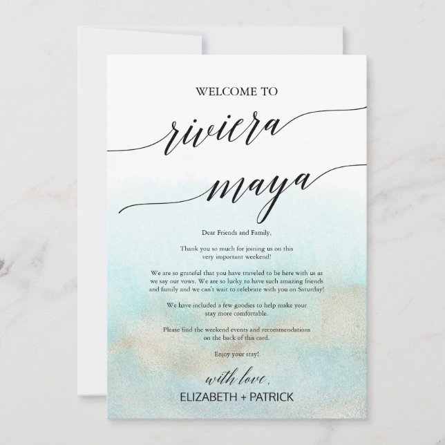 Aqua Beach Riviera Maya Välkommen Brev och Italien (Framsida)