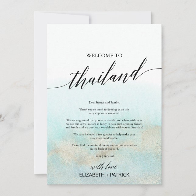 Aqua Beach Thailand Välkommen Brev och Italien (Framsida)