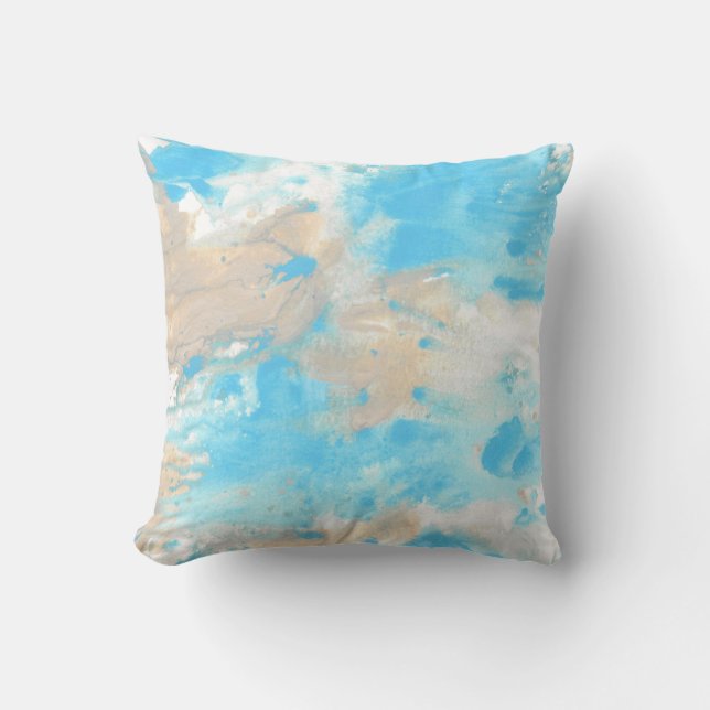 Aqua Beige Abstrakt Kudde (Framsida)