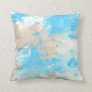 Aqua Beige Abstrakt Kudde