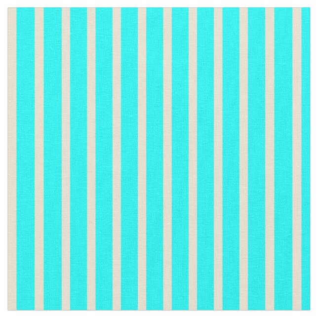 Aqua & Beige Färgad stripe/länt Mönster Tyg (Närbild)