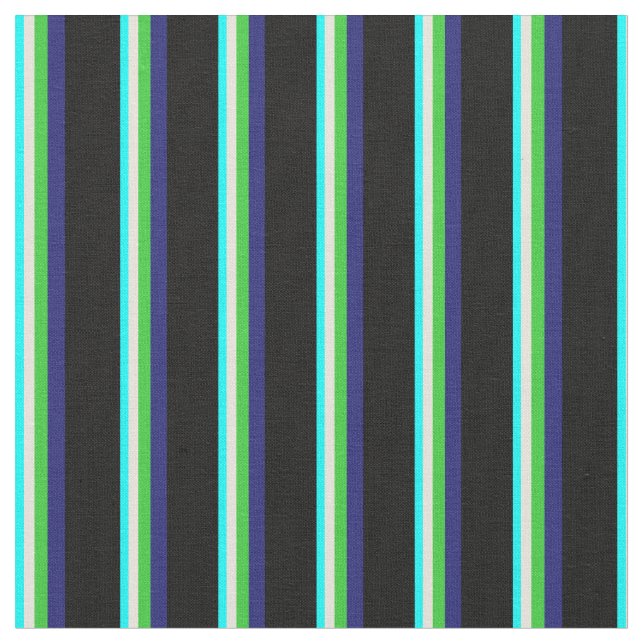 Aqua, Beige, Lime Green, Midnight Blue & Black Tyg (Närbild)