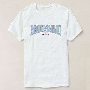 Aqua + Beige randig Navy BRUDJUNGFRU Senterenter T Shirt