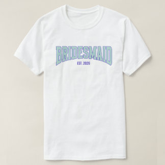 Aqua + Beige randig Navy BRUDJUNGFRU Senterenter T Shirt