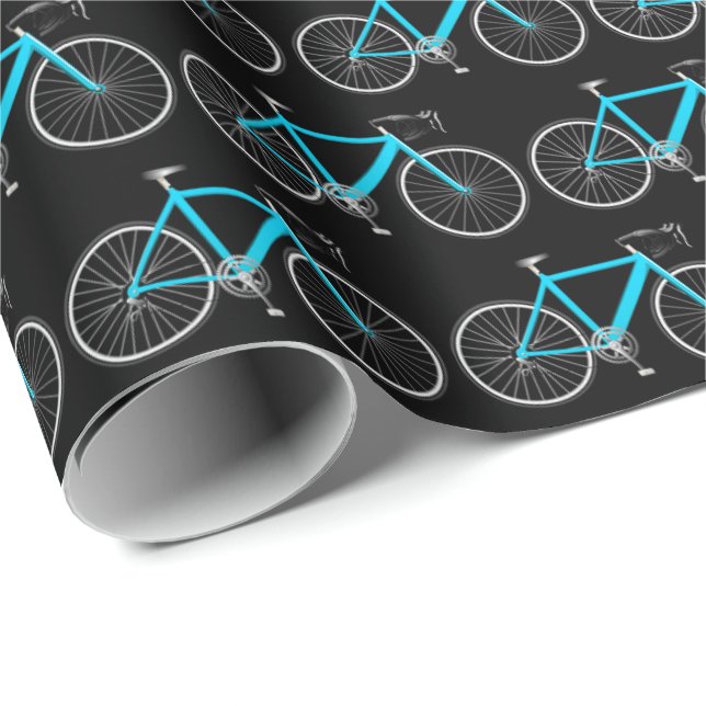Aqua Bike on Black Wrapping Papper Presentpapper (Rullad Hörn)