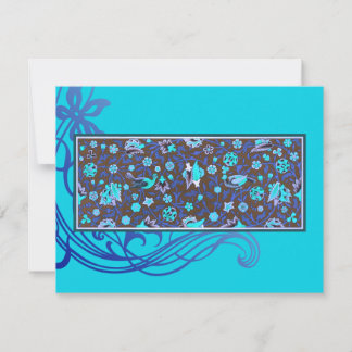 Aqua Bird Flourish indiskt bröllopsinbjudan RSVP OSA Kort