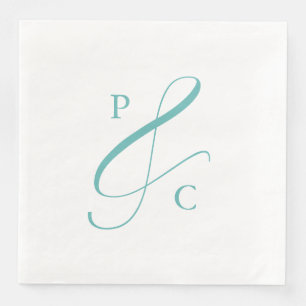 Aqua Blå Et-tecken Monogram Pappers Servetter till