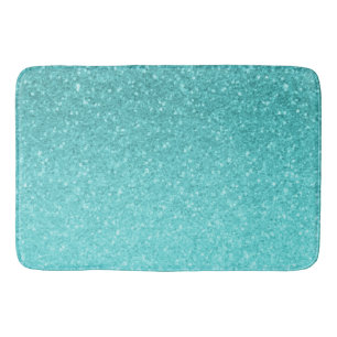 Aqua Blå Glitter Gnistra Tjej Glamour Havsfröken Badrumsmatta