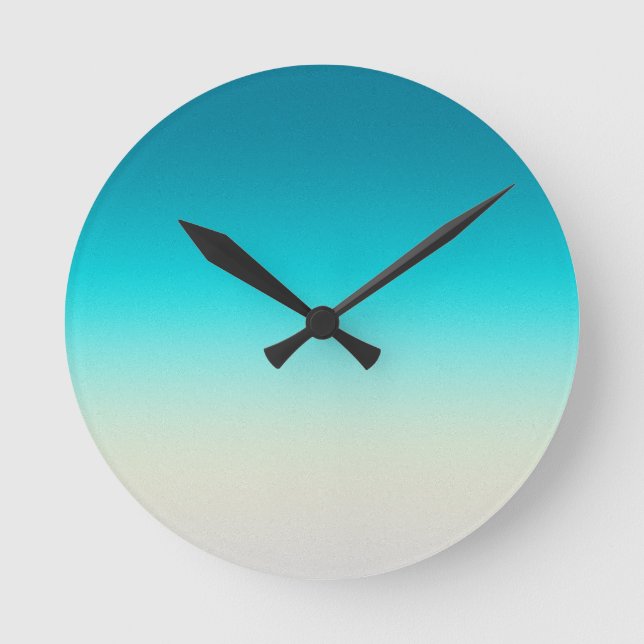 Aqua Blå Gradient Abstrakt Bakgrund Mjuk Ombre  Rund Klocka (Framsida)