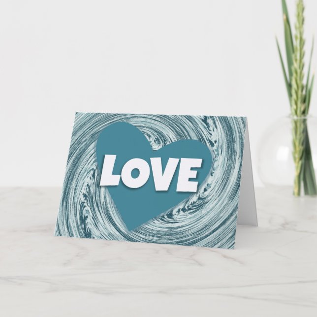 Aqua Blå Kärlekens Hjärta Alla Hjärtans Dag Kort (Framsida)